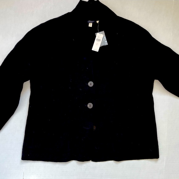 Anthropologie Moth Textured Wool Black Womens Jacket, Size:L - Picture 2 of 7
